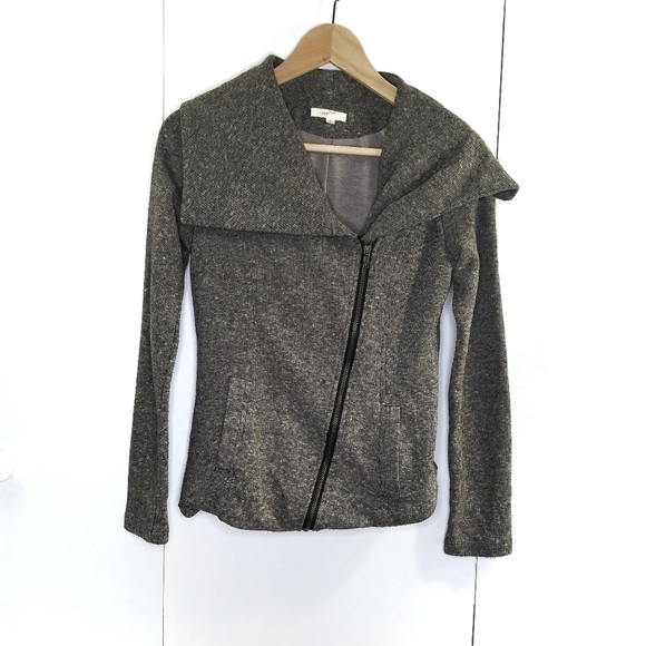 Mystree Asymmetrical Zip-up Sweater Jacket - Picture 1 of 5